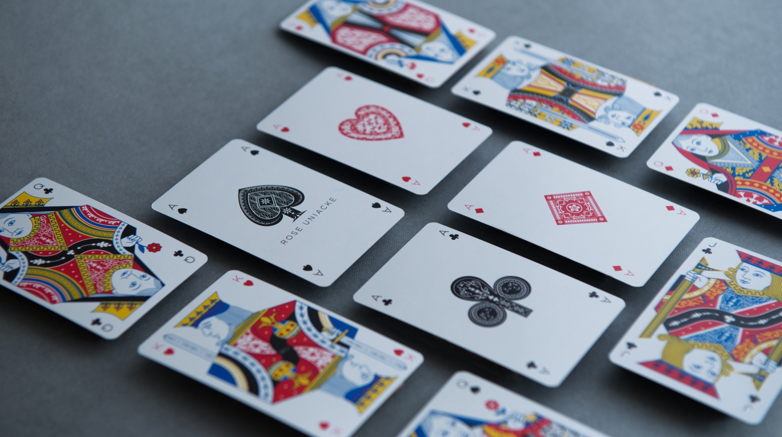rose uniacke custom designed playing card faces